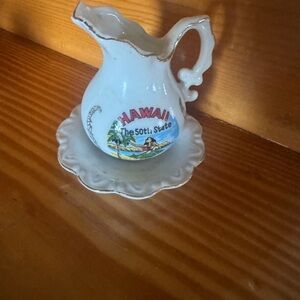 Hawaii Souvenir Ceramic Pitcher and saucer